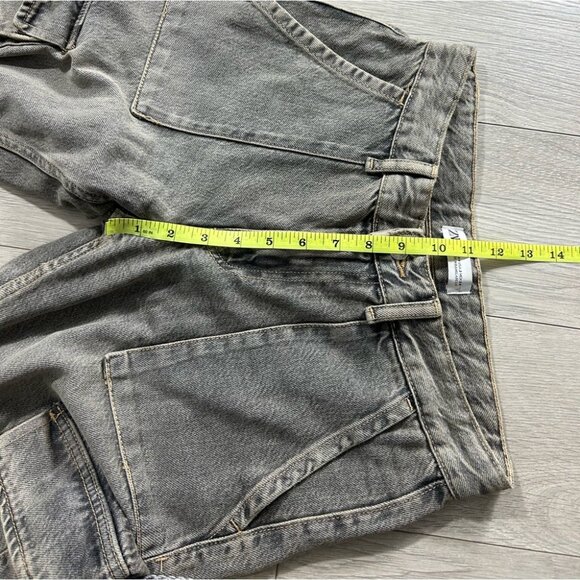 Zara Mid Rise Gray Cargo Jeans Pants with Pockets - Picture 13 of 14
